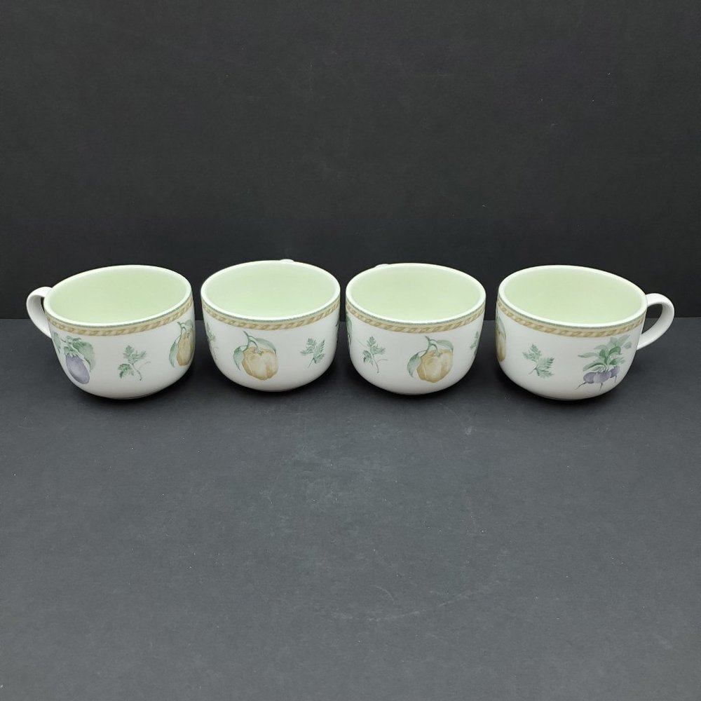 Oneida Julienne Flat Cups Mugs Vegetables Leaves Peppers Eggplant Radishes - Picture 2 of 9